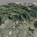 Aerial Planning of Mountainous Terrain with Green Spaces and Urban Areas