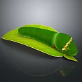 Vibrant Green Caterpillar Crawling On Fresh Green Leaf With Yellow Spots