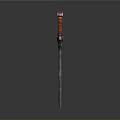 Detailed Sword Weapon With Red Hilt And Metal Blade Design Features