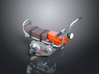 Orange Portable Power Tiller With Silver Frame Brown Seat And Black Handle 3d model