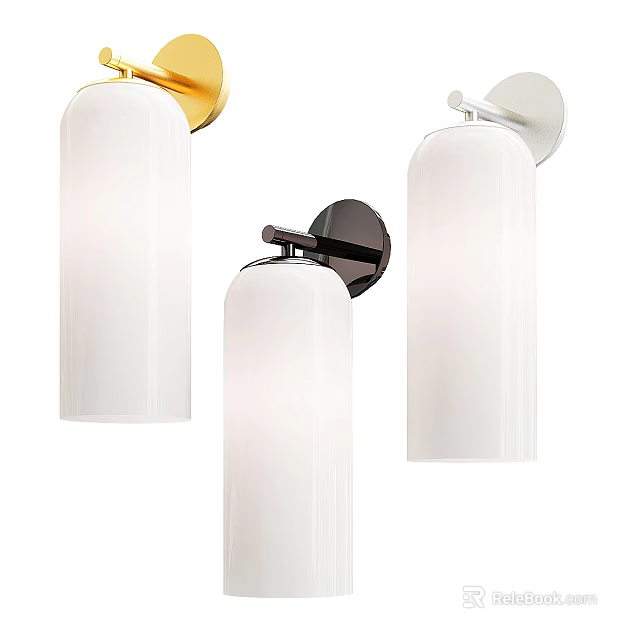 Modern Minimalist Wall Lamps With White Shade And Gold Black White Base Design 3d model 