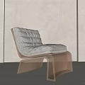 Contemporary Leisure Chair With Clear Acrylic Frame And Soft Quilted Gray Upholstered Seat