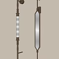 Minimalist Metal Long Wall Lamps With White Shade On Gray Wall Illuminating