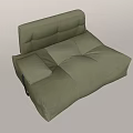Green Fabric Single Seater Sofa With Backrest Small Cushion And Black Strap 3d model
