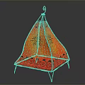 Traditional Red Conical Decorative Lamp With Black Patterns And Chinese Characters Illuminated Stand
