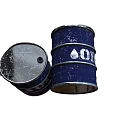 Household Items Blue Oil Drums Featuring Water Drop Patterns Standing And Lying