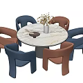 Modern Dining Table and Chair Combination Round Table and Chair Combination 3d model