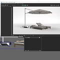Pair of Outdoor Wooden Sun Loungers With Soft Cushions And Cantilever Umbrella