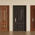 French Middle Style Entry Door 3d model