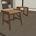 Middle Ancient Shoe Changing Stool Shoe Changing Stool Wooden Square Stool Low Stool Dressing Stool Rattan Stool 3d model
