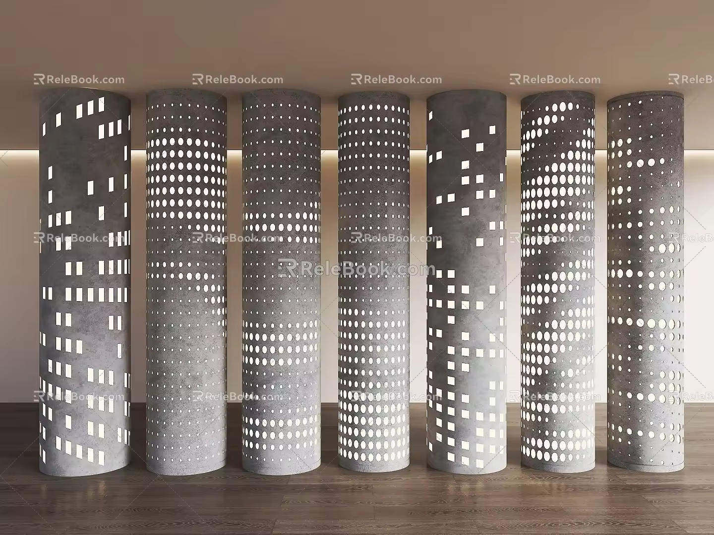 Modern Punched Column Hollow Column Hollow Column Hollow Column Gradient Perforated Column Luminous Decorative Column Gradient Hole Pillar 3d model