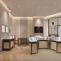 Elegant Modern Jewelry Store Interior With Glass Display Counters And Ceiling Lighting