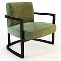 Modern Green Accent Chair With Black Wooden Frame And Comfortable Fabric