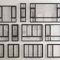 Modern Black Frame Window Collection With Various Designs And Sizes Displayed 3d model
