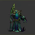 Game And Movie Character With Glowing Green Purple Accents Ornate Robe Tentacle Arms And Spear