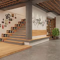 Book Centric Interior Design With Staircase Bookshelves And Art Decor