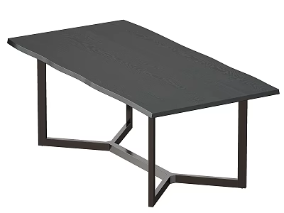 Black Wooden Coffee Table With Modern Metal Legs And Smooth Surface 3d model