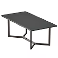 Black Wooden Coffee Table With Modern Metal Legs And Smooth Surface