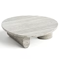 Round Modern Coffee Table With Natural Marble Texture And Cylindrical Base Design 3d model