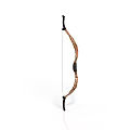 Traditional Wooden Weapon Bow Featuring Brown Patterned Design Black Handle And Taut String