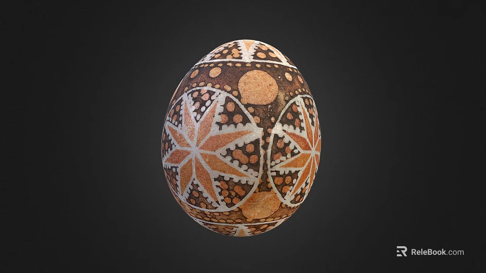 Intricately Decorated Egg Featuring Geometric Patterns In Brown And White Tones 3d model 