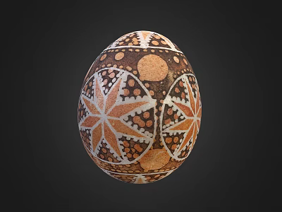 Intricately Decorated Egg Featuring Geometric Patterns In Brown And White Tones 3d model