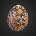 Intricately Decorated Egg Featuring Geometric Patterns In Brown And White Tones