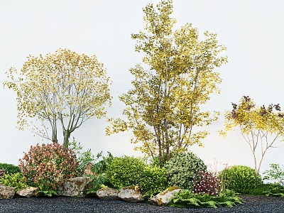 Modern Plant Flower Border Modeling Maple Green Plant Combination Stone Arbor Shrub model