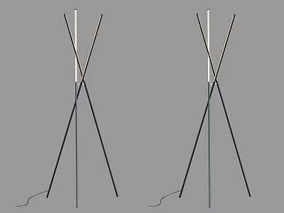 Modern Minimalist Floor Lamp With Tripod Stand Black Frame And White Post 3d model
