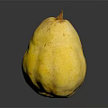 Single Fresh Ripe Yellow Pear on Black Surface with Smooth Skin and Reflection