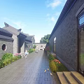 Ancient Chinese Architecture With Traditional Roof Courtyard And Surrounding Green Trees