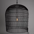 Modern Black And White Cage Like Pendant Lights With Wire Mesh Design And Bulbs