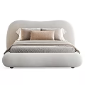 Modern Curved Headboard Bed With Soft Pillows And Neutral Tones Bedding Design