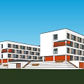 Modern School Simple School 3d model