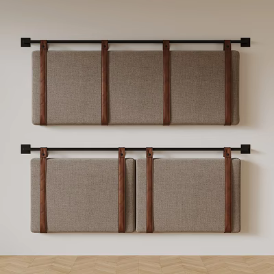 Two Wall Mounted Fabric Panels With Wooden Accents For Home Wall Decoration 3d model