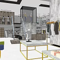 Modern Clothing Store Interior Design With Gray Concrete Walls Clothing Racks And Spacious Layout