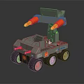 Gray Toy Vehicle With Orange Mechanical Arms And Red Cross Symbol