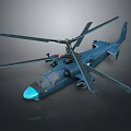 Military Dark Blue Helicopter With Twin Rotors Blue Nose And Weapon Systems