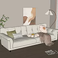 Beige Three Seater Sofa With Pillows Plush Bear And Throw Blanket In Cozy Living Room