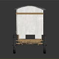 Vintage Wooden Carriage With Rustic Design Large Wheels And Shuttered Windows