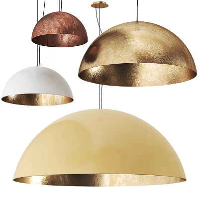 Elegant Modern Hanging Chandeliers With Hemisphere Shapes In Gold White Brown 3d model