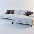 Beige Sectional Sofa With Brown Cushions And Modern Wooden Legs Design