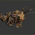 Ornate Fantasy Sculpture With Metallic Spikes Blue Gems And Intricate Design Details