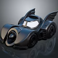 Black Batmobile Sculpture with 3D Model Bat Wing Design and Streamlined Body 3d model