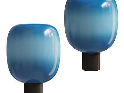 Round Blue Gradient Table Lamps With Black Base For Home Lighting 3d model
