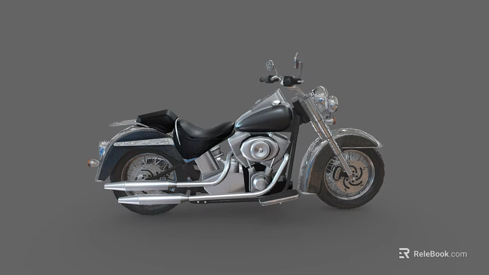 Classic Vintage Cruiser Motorcycle With Chrome Accents Black Seat And Stylish Retro Design 3d model 