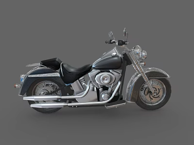 Classic Vintage Cruiser Motorcycle With Chrome Accents Black Seat And Stylish Retro Design 3d model