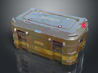Durable Metal Equipment Transport Case With Serial Number 80238771 Red Label And Reinforced Edges 3d model