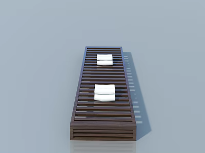 Stylish Brown Hinged Door With White Cushions And Simple Modern Design 3d model