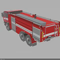 Red Fire Truck Functional Vehicle With Top Ladder And Multiple Wheels Design 3d model